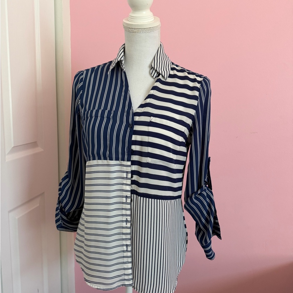 Express Portofino Shirt – Mixed Stripe Patchwork Design